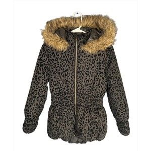 ByxBy Girl Black Leopard Print Winter Jacket